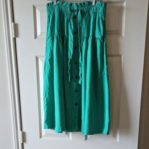 Universal Thread Kelly Green Button-Front Midi Skirt